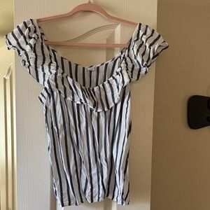Striped Off-Shoulder Ruffle Top